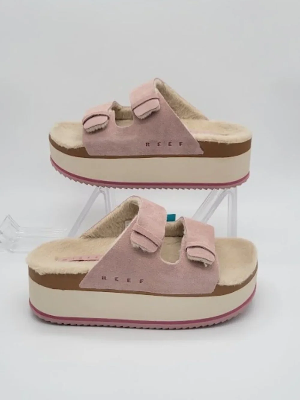 REEF Ojai Ciara Women’s pale mauve Suede Platform Slide Sandals Size 7 NWOB